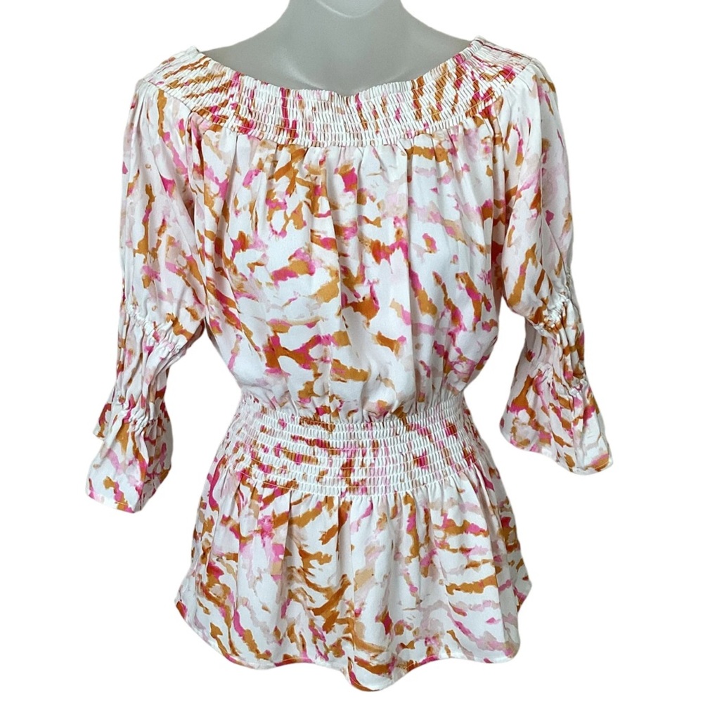 Women’s Small CAbi off the shoulder, 3/4 quart sleeve top.